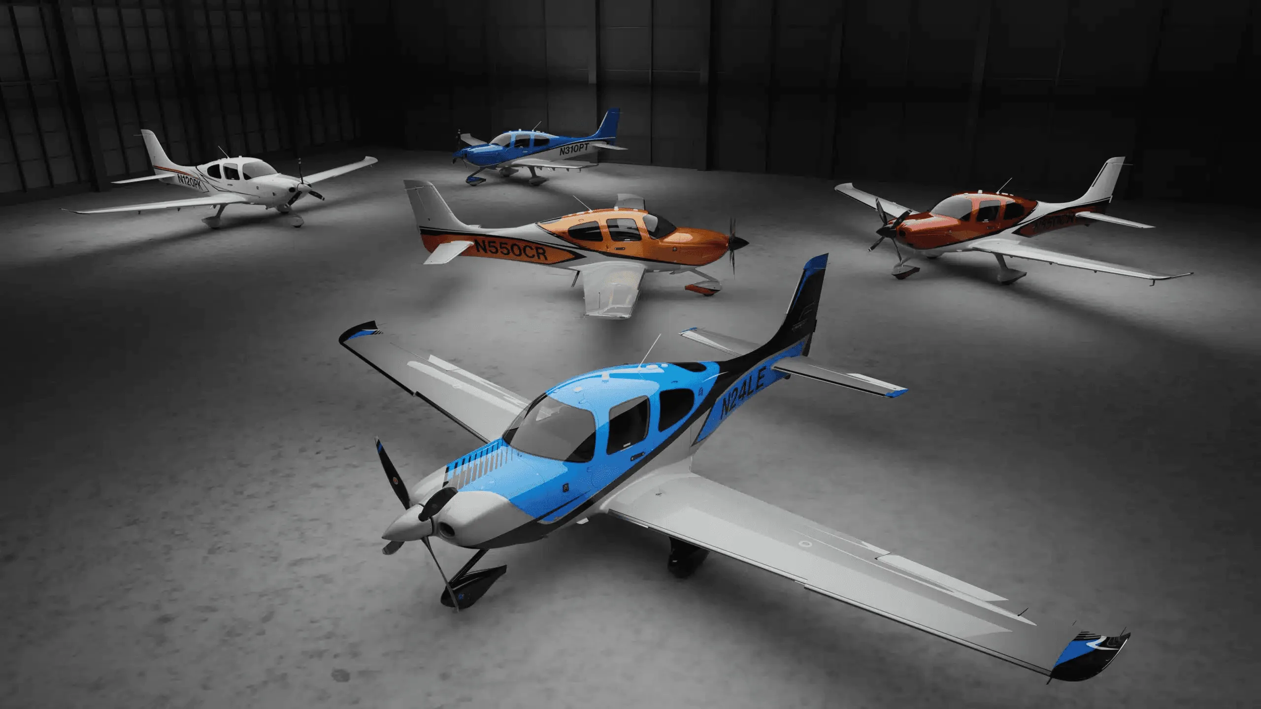 The Cirrus G7 aircraft on display at its launch event